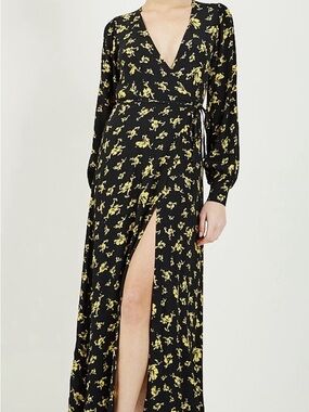 Ganni Printed Crepe Wrap Dress